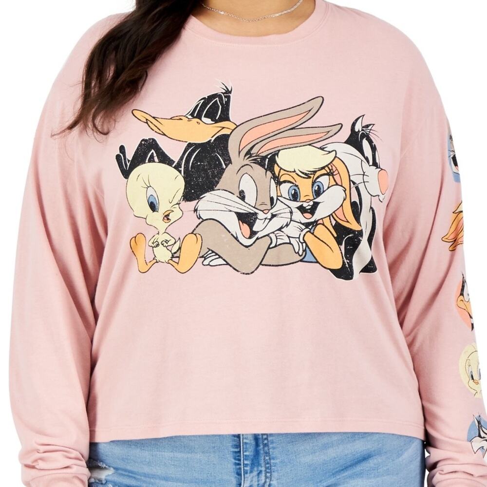 Looney Tunes x Love Tribe Pink Character Tee Shirt, Long Sleeve, NWOT!